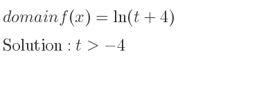 The domain of f(x)=ln(t+4) is t>-4